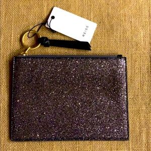 Reiss Silver Glitter Clutch